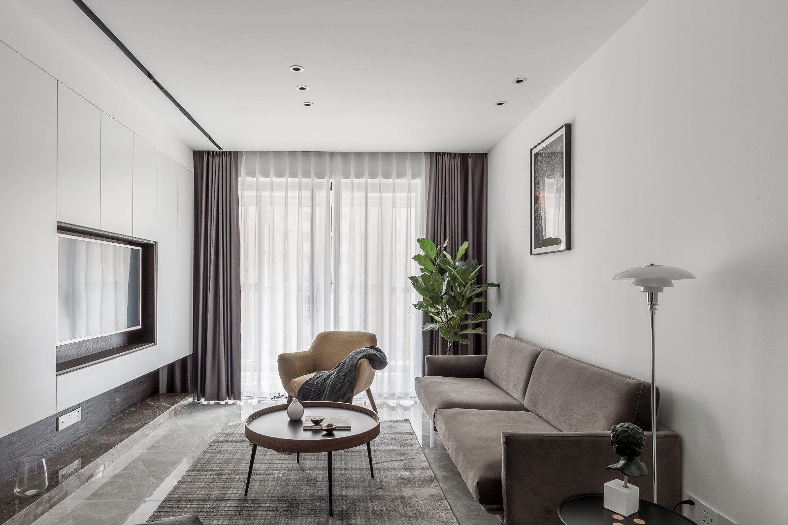 客廳窗簾裝修效果圖清新日光居、三口之家北歐極簡客廳設計圖片賞析