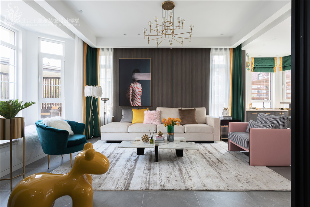 客廳窗簾裝修效果圖現(xiàn)代輕奢風(fēng)格，張家口·觀瀾墅現(xiàn)代簡(jiǎn)約客廳設(shè)計(jì)圖片賞析