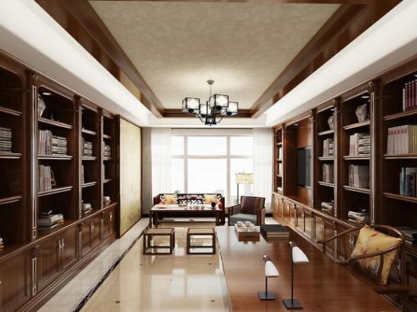 100㎡新中式三室一廳，客廳不做吊頂，提升整個屋子的高度