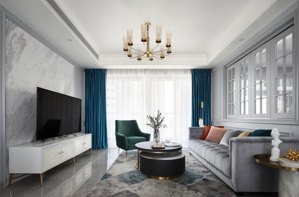 客廳窗簾裝修效果圖客廳“開”窗，書房搭帳篷！美式經(jīng)典客廳設(shè)計(jì)圖片賞析