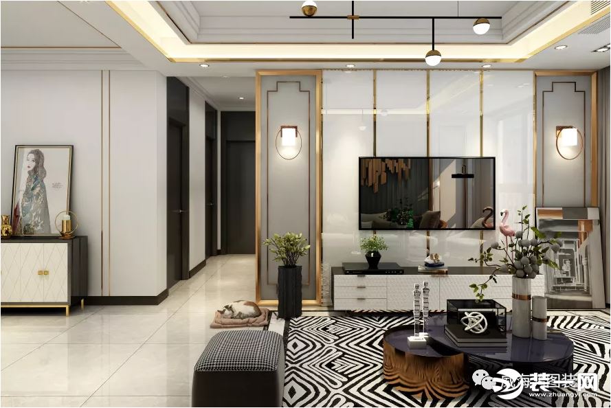 《【摩登4h5登陸地址】威海鴻圖裝飾山水城125㎡輕奢風(fēng)格 金色空間無(wú)盡浪漫！》