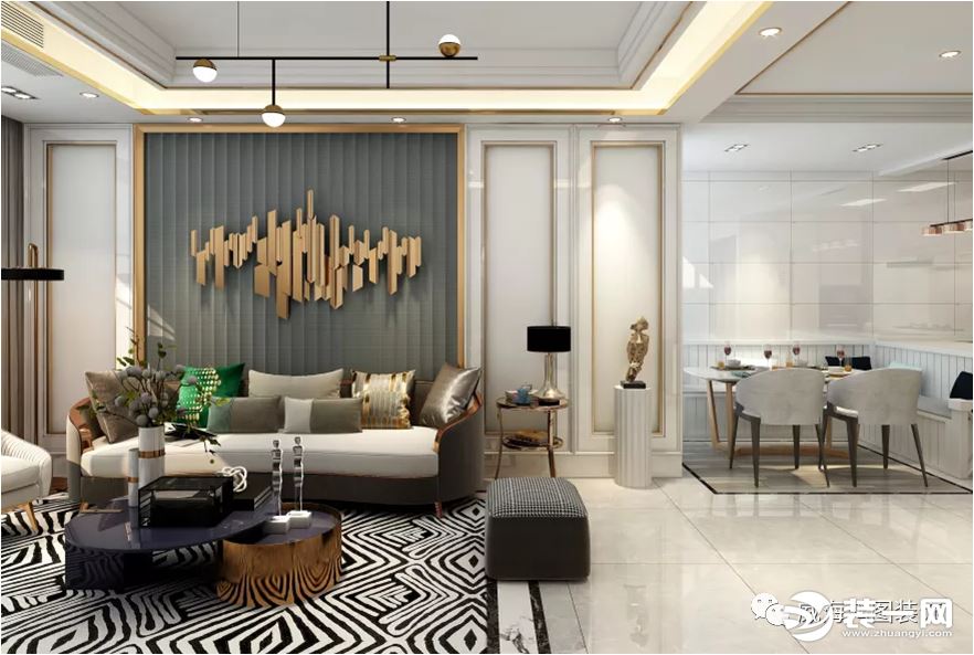 《【摩登4h5登陸地址】威海鴻圖裝飾山水城125㎡輕奢風(fēng)格 金色空間無(wú)盡浪漫！》