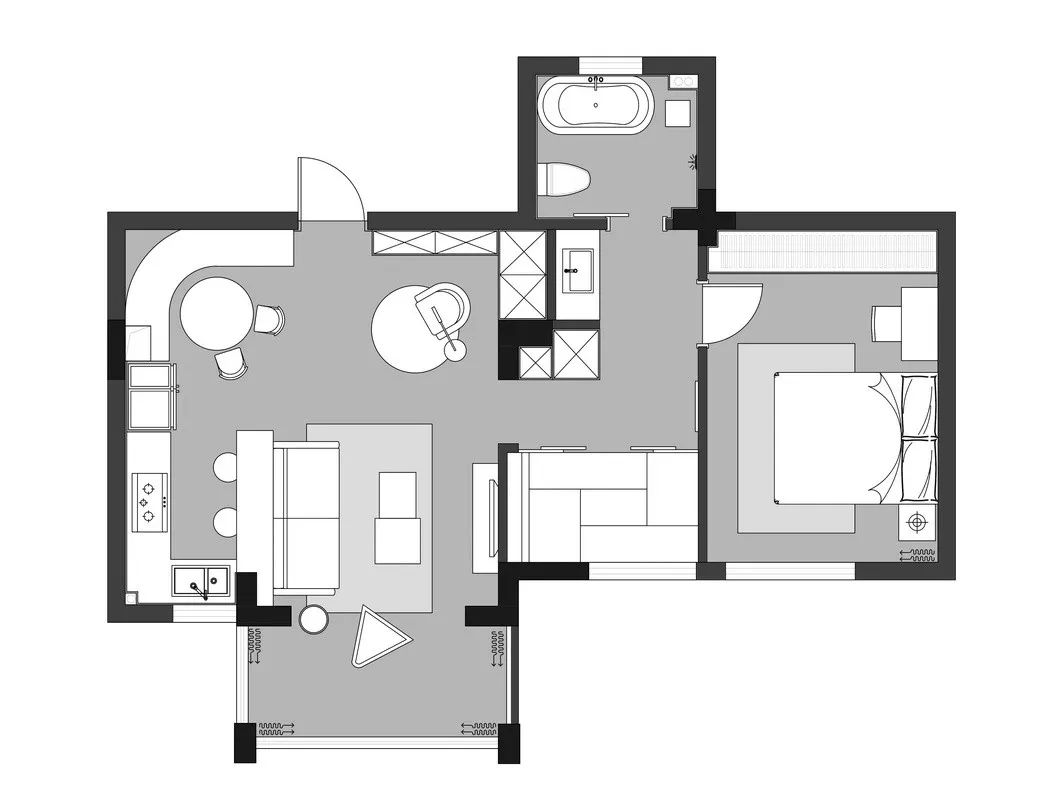 73㎡二居室簡約效果圖，餐廳這樣設計，很實用！