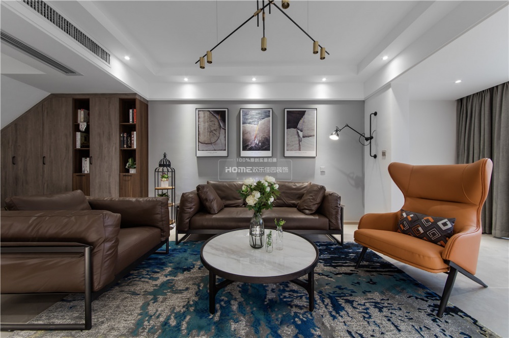 客廳窗簾裝修效果圖歡樂佳園|現(xiàn)代簡(jiǎn)約復(fù)式樓，空間現(xiàn)代簡(jiǎn)約客廳設(shè)計(jì)圖片賞析