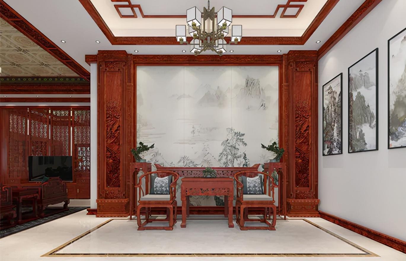 武漢夫妻的215㎡別墅，全屋堅(jiān)持紅木元素，里面的裝修古典又大氣