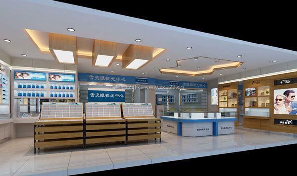 眼鏡店裝修平面布局、實體效果展柜制作 視光中心效果圖
