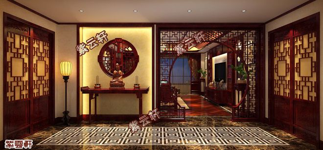 北京中式古典風格平層大宅裝修效果圖，高貴華美的生活品位